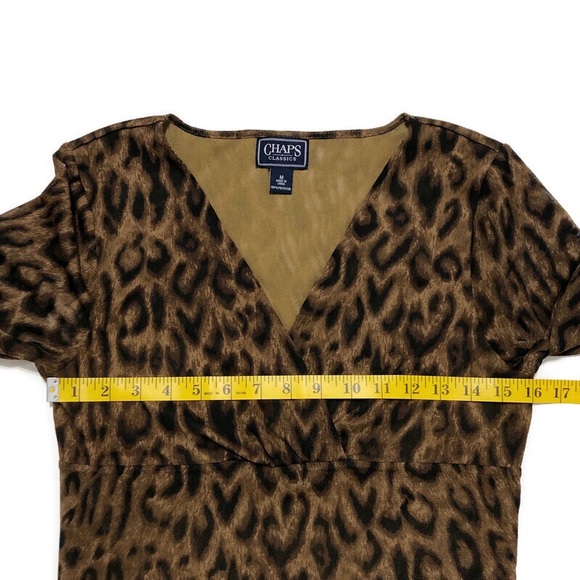 CHAPS | Leopard Print Black Brown V-Neck Top |Sz M - Picture 13 of 14
